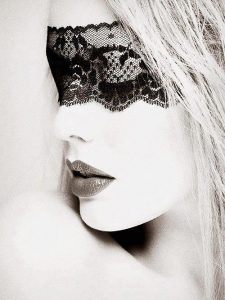 hot blonde wearing a blindfold